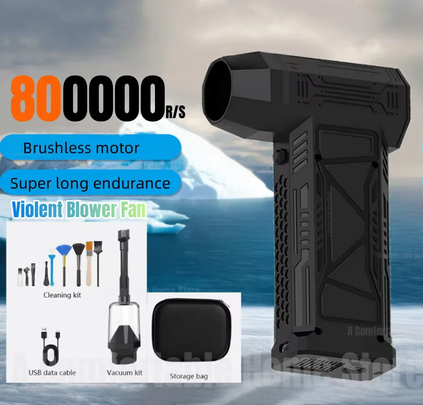 

Violent Turbo Fan 800000RPM Brushless Motor Duster Usb Rechargeable Air Blower High-Speed Digital Display With Light New