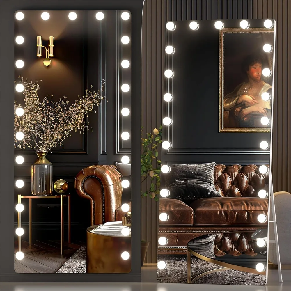 

Full Length Mirror with Lights, 71" X 31" Led Standing Mirror, Hollywood Full Body Mirrors with Bulbs, Wall Mounted Mirrors