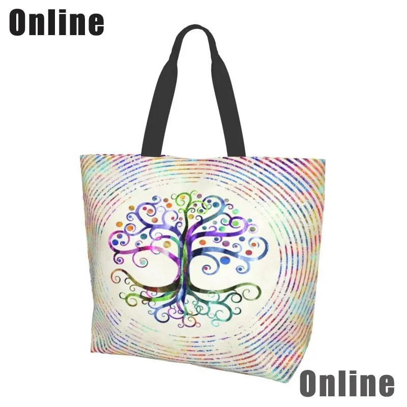 Luxury Fashion Tree of Life Viking Pattern Extra Large Shoulder Tote Bag for Beach Travel Weekender Gym Grocery Shopping