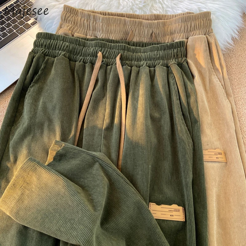 

4 Colors Corduroy Pants Men Vintage Casual Jogger Sporty Straight Trousers American Fashion All-match Handsome Soft Full-length