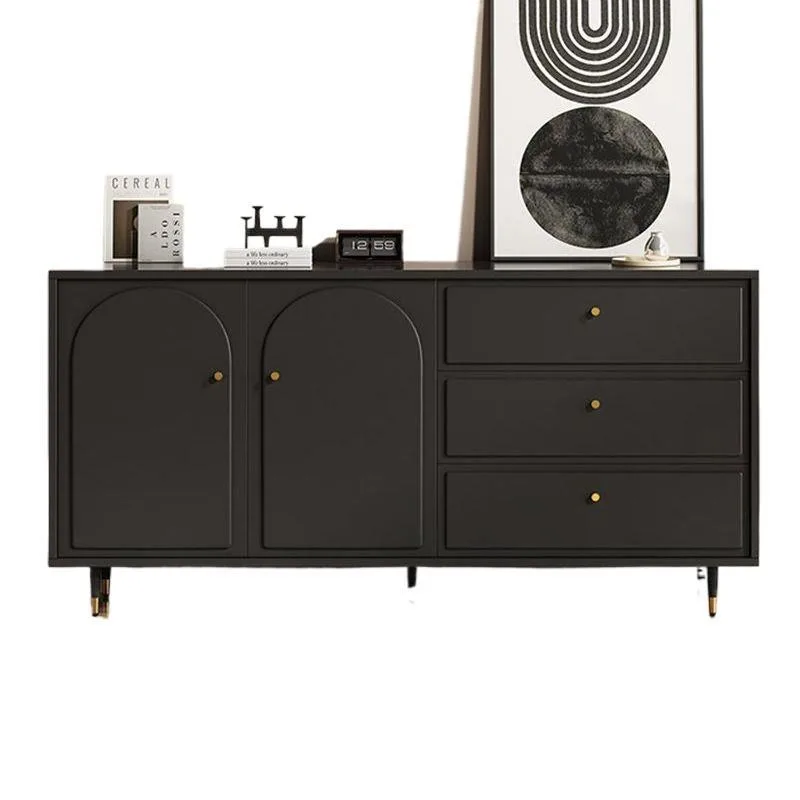 

Solid wood chest black household bedroom small locker simple living room five buckets with drawers storage side cabinet thin