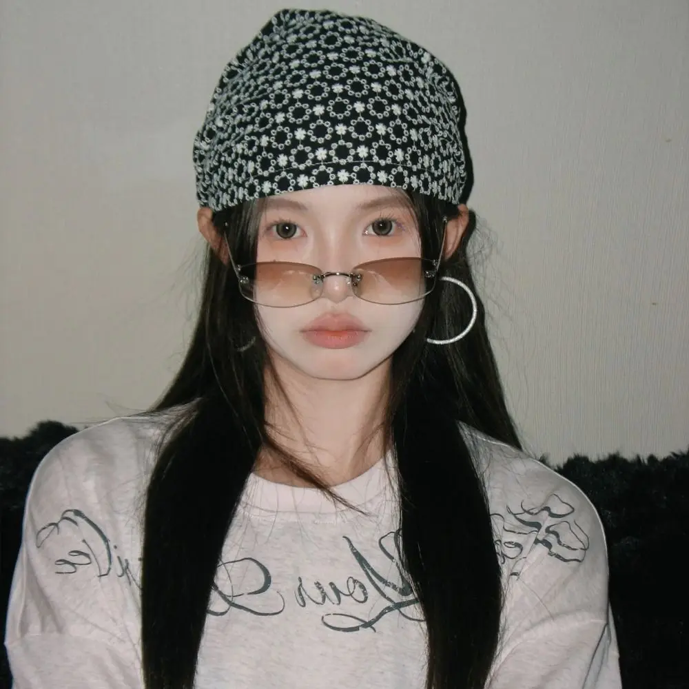 أنيقة الشرير Y2k طباعة البلوز القبعات خمر Ins المطبوعة بيني قبعة الهيب هوب الكورية نمط المرأة قبعة عمامة عطلة #2