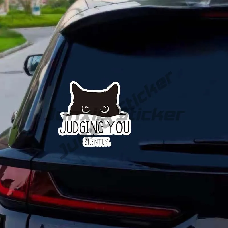 Peeking Curious Black Cat with Words 