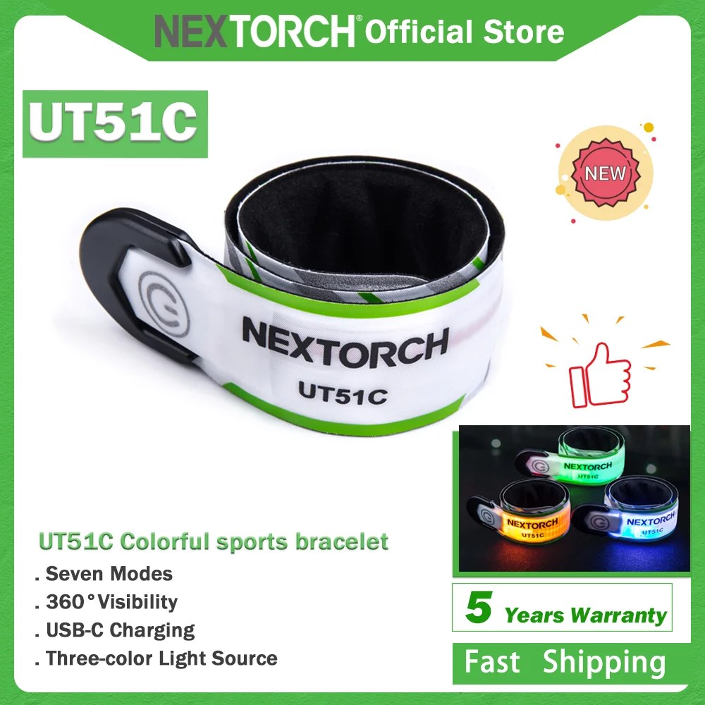 NEXTORCH-Bracelet lumineux LED aste en C laqué, source de lumière multicolore, sport de nuit, lumière de sécurité pour avertissement de signal