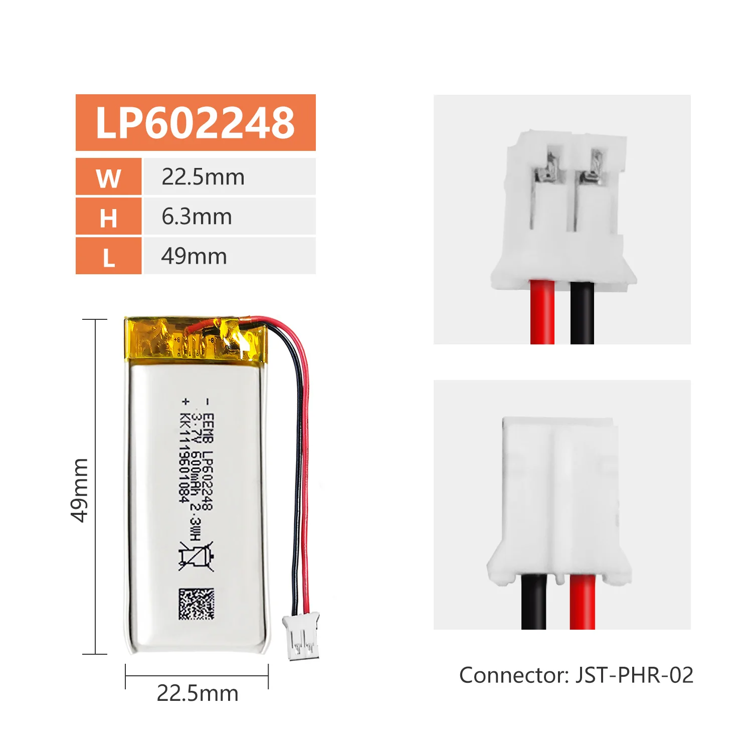 EEMB 1~10SZT 602248   Akumulator litowo-polimerowy 3,7 V 600 mAh do domofonu zestawu słuchawkowego Bluetooth Sena SMH10