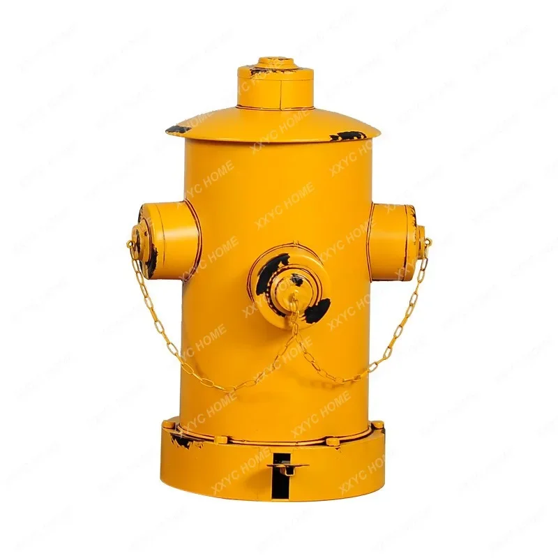 Retro Industrial Fire Hydrant Iron Trash Can Pedal Home Living Room Creative Household Restaurant Bar with Lid