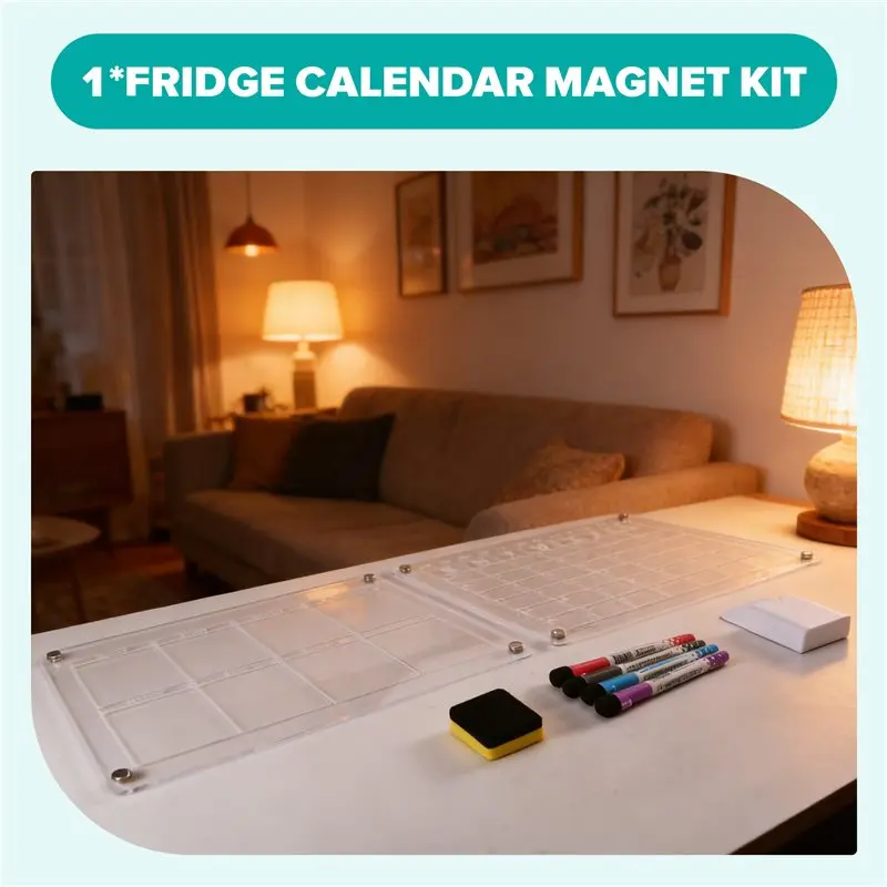 【FLASH-SALE!】Magnetic For Refrigerator Calendar In Clear Acrylic With Colorful Markers For Home Kitchen
