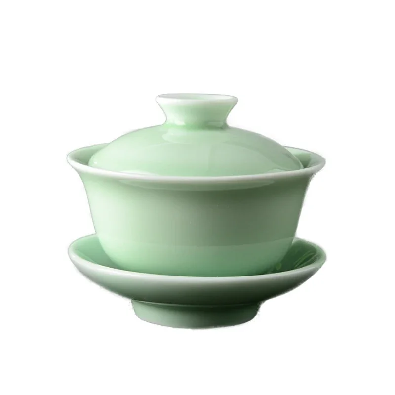 High-quality Chinese traditional Celadon gai wan tea set,China Dehua Bone Tea cup gaiwan tea porcelain teacup tea set kettle