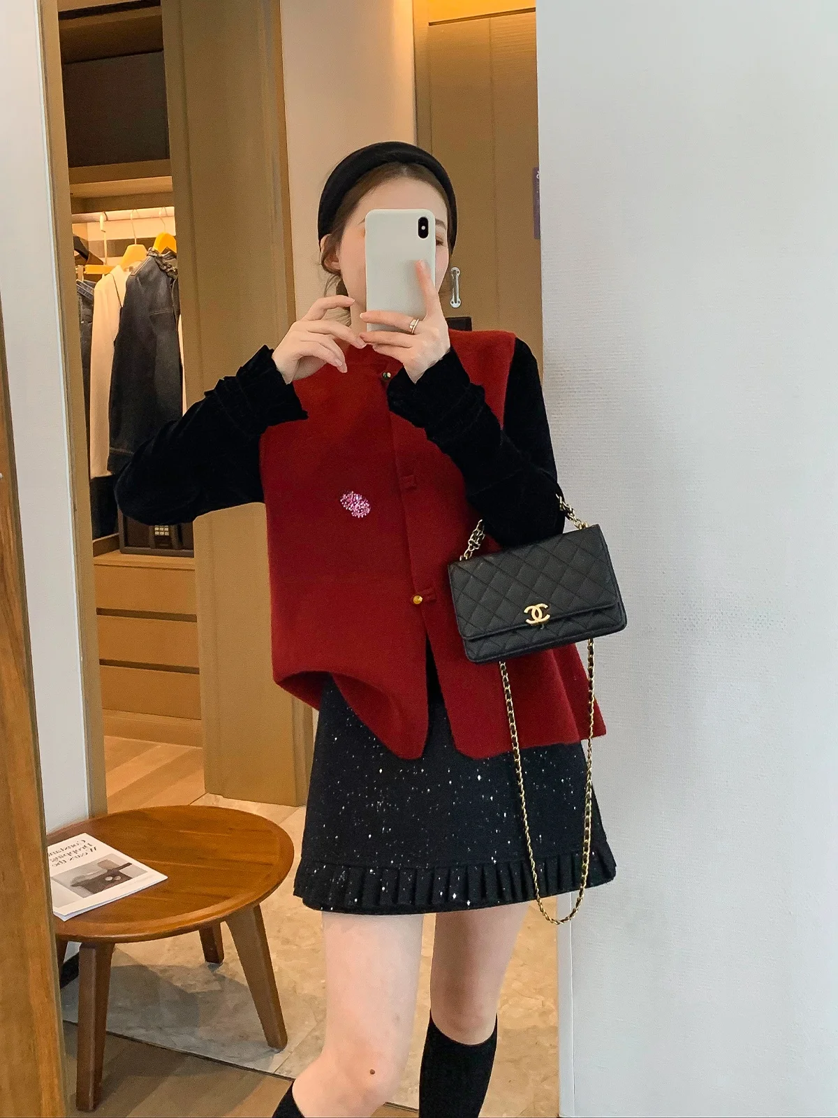 

Red Chinese Sle Women's Vest Jaet Love Devil Fi Faionable Layered Top Spring 2026 New Arrival Outerwear