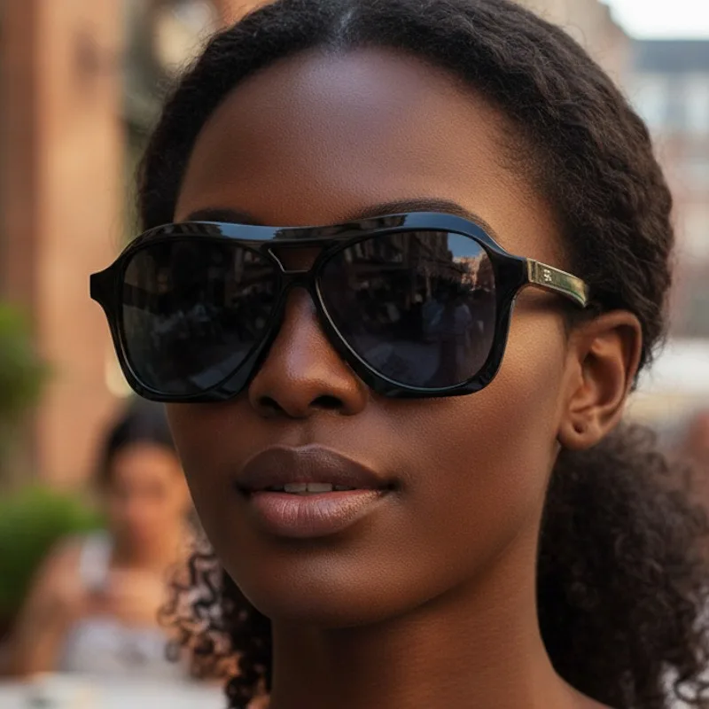 نظارات شمسية بيضاوية بإطار كامل للتصوير الفوتوغرافي في الشوارع بجسر مزدوج للنساء نظارات شمسية عصرية مع حماية من الأشعة فوق البنفسجية 400 طراز عتيق #2