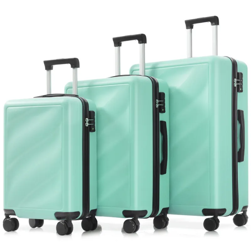 

Set 3 Piece Lightweight Durable ABS Suitcases With Spinner Wheels And Lock Carry On Checked Travel