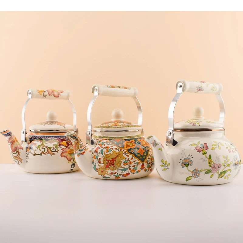 

2.4L Home Enamel Kettle Suitable for Gas Stove and Induction Cooker Handle Teapot with Filter Nordic Kitchen Supplies