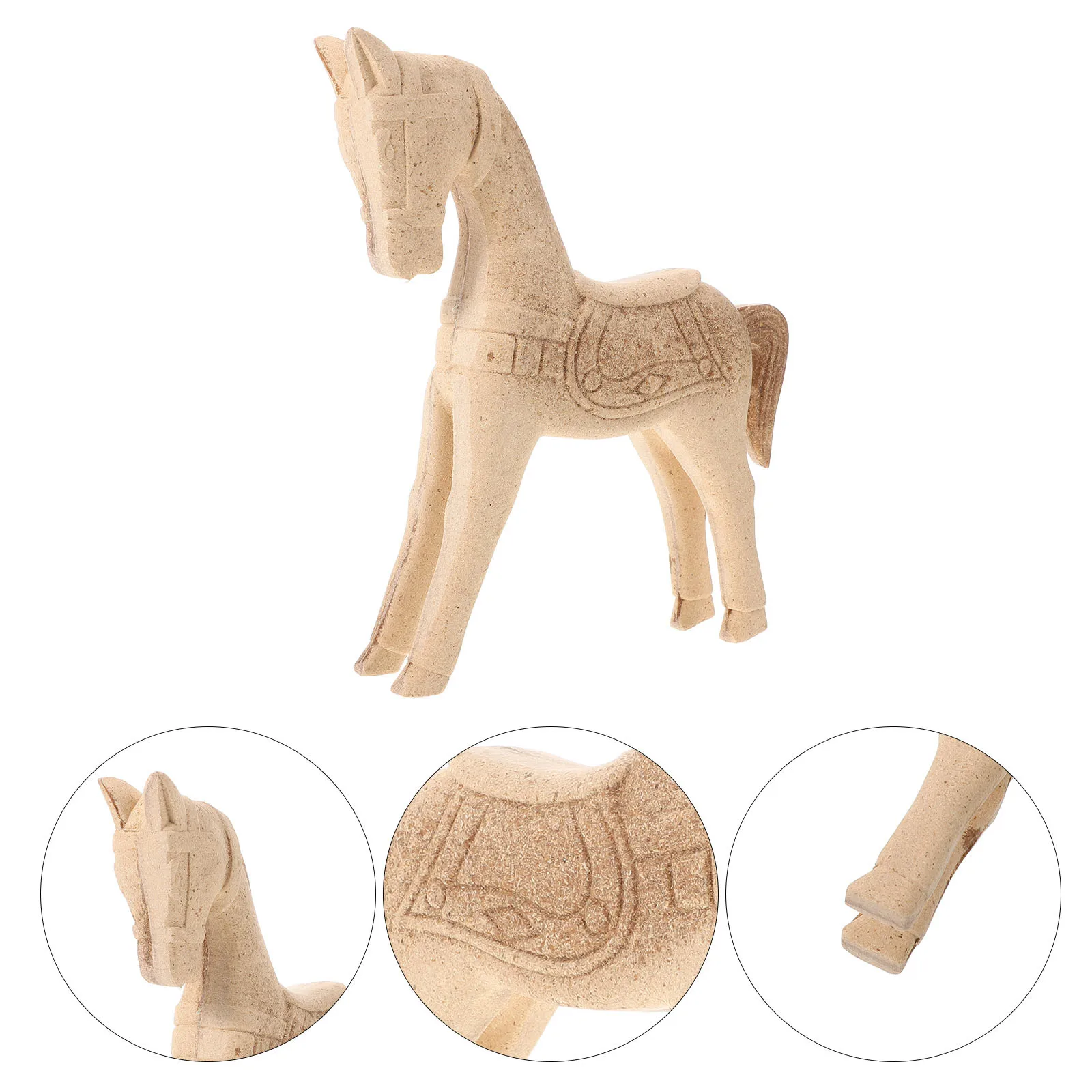 

Handmade Paintable Horse Statue 7.86X7.47'' Wooden Craft For Home Office Desk Decor Small Wood Horse Sculpture Tabletop Ornament