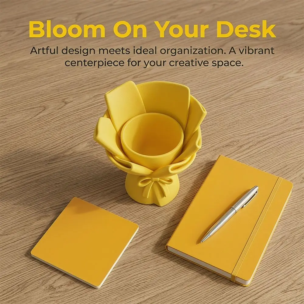 Kawaii Style Flower Bouquet Pen Holder 3D Printing Creative Assembly 3D Printing Pen Holder Sweet Bow Design DIY Handicraft