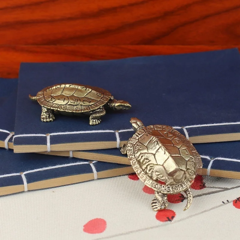 

Pure Copper Lucky Turtle Statue Feng Shui Wealth Decor Handmade Craft Home Office Desktop Ornament Hand Piece Gift