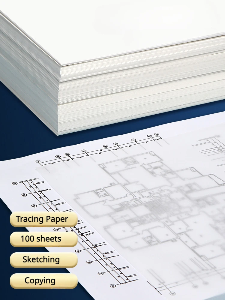 

100Sheets Tracing Paper 8.27 x 11.69 inch 73g Artists White Trace Paper Translucent Clear Sheets for Sketching Drawing Animation