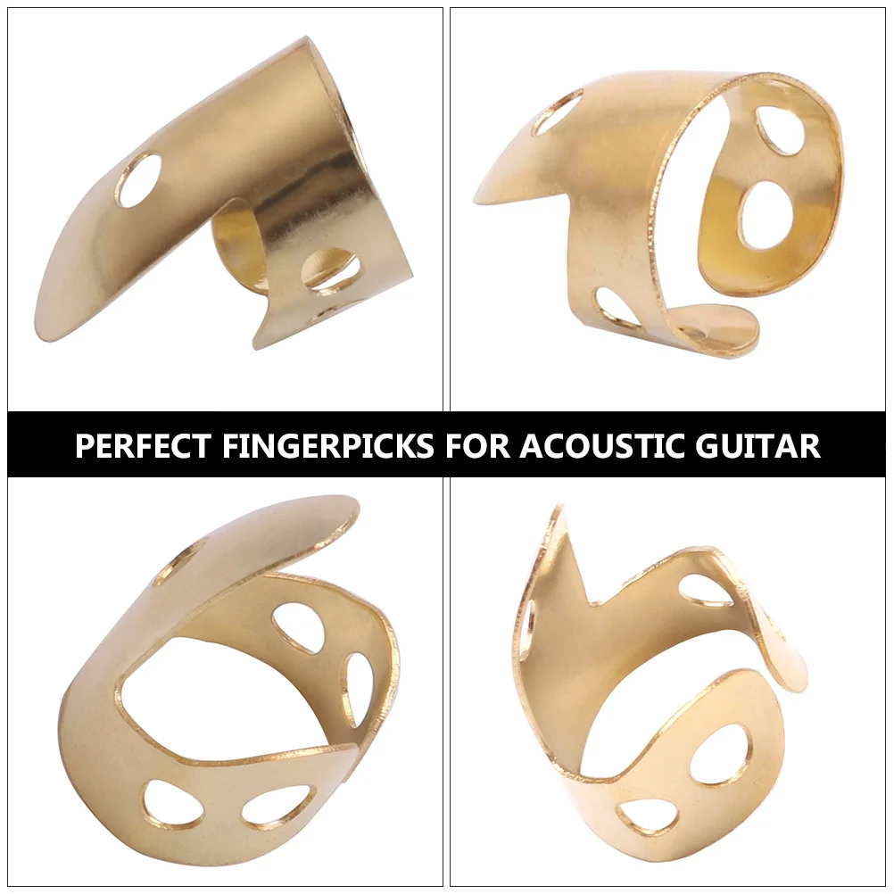 

4Pcs Adjustable Guitar Thumb Pick Hollowed Finger Picks for Acoustic Guitar Banjo Supplies Parts Comfortable