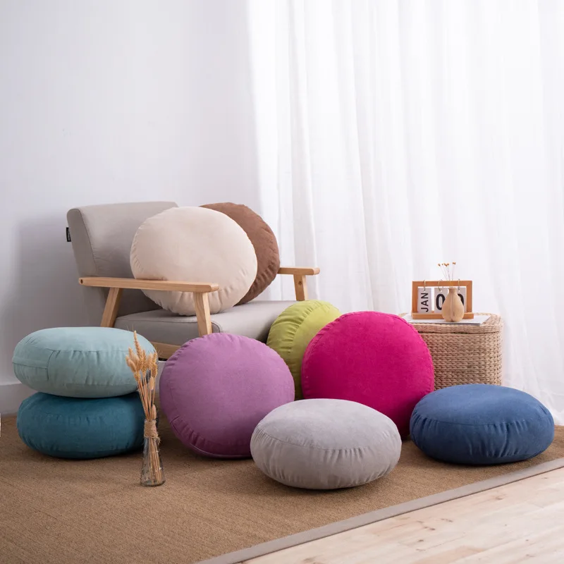 Solid Color Floor Seat Pillow Suitable for Meditation Yoga Round Seat Pads Mat Pouf Sofa Chair Bed Car Seat Pillows Cushions