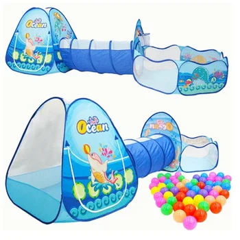 3pcs/set Children's Tent Tipi Ball Pool Kids Portable Baby Wigwam Playhouse Crawling Tunnel Baby Ocean Ball Pit Teepee with