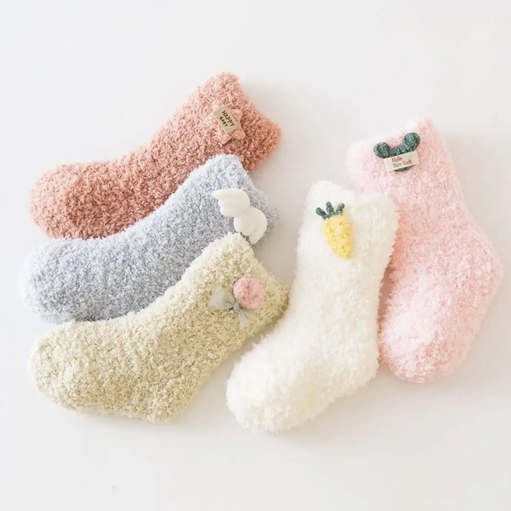 

Милые детские носки из кораллового флиса, мягкая теплая обувь для малышей, нескользящая теплая прогулочная обувь, зимняя обувь