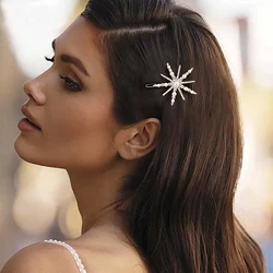 Boho Pearl Crystal Hair Clip Fashion Snowflake Hairpin Shinny Star Bobby Pin Clips Vintage Side Clip Ladies Hair Accessories