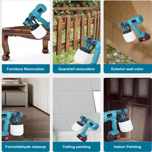 مسدس رش كهربائي لاسلكي ، طلاء فولاذي بخاخة ، بخاخ أثاث سيارات ، متوافق مع بطارية 21 فولت ، 800 مل أعلى 8 مبيعات مسدس طلاء السقف - No4