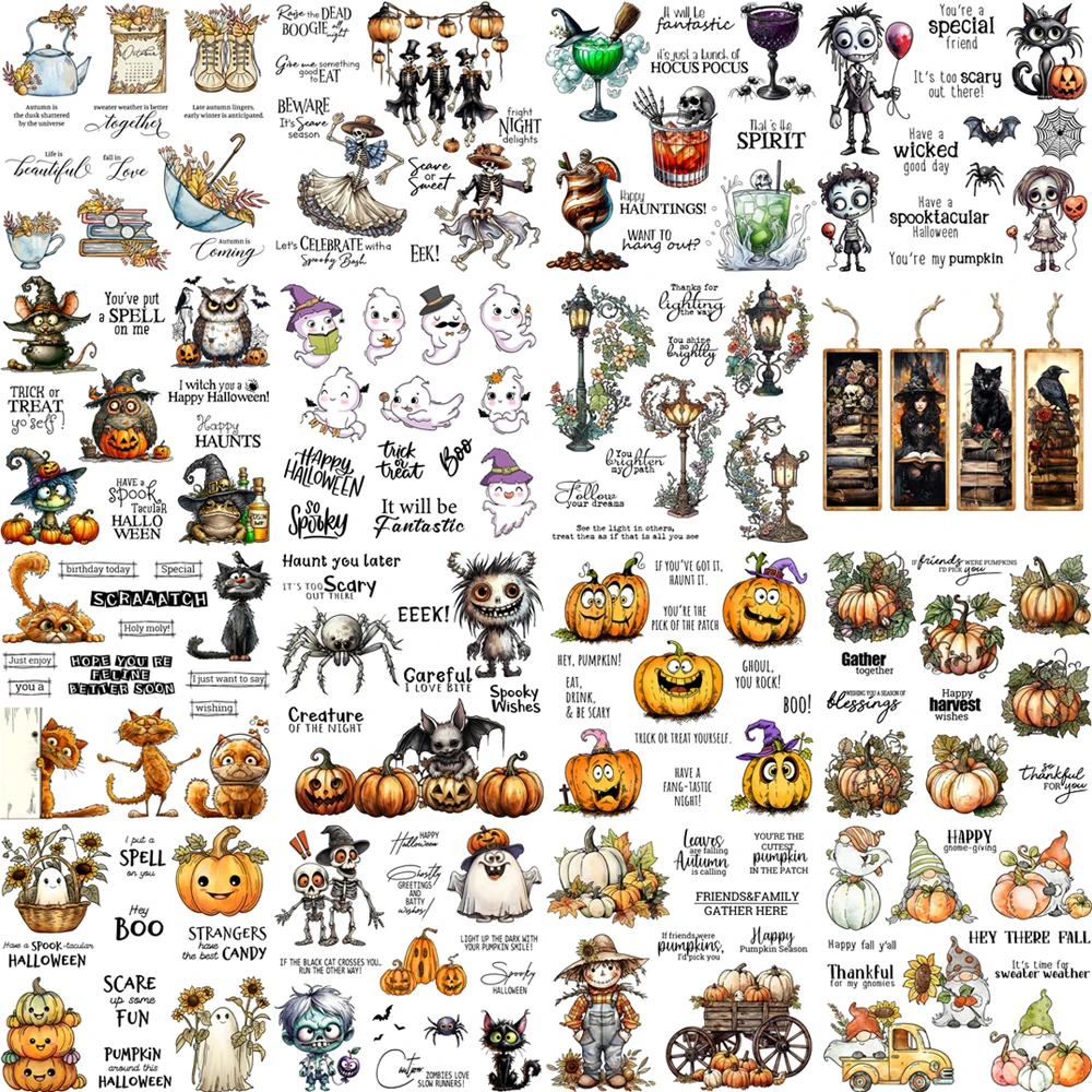 

2026 New Ghost Witch Clear Stamps Cutting Dies Happy Halloween Series DIY Scrapbooking Supplies Cards Albums Decor