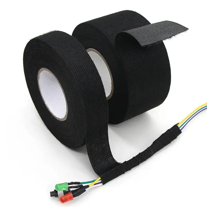 15 Meters Heat-resistant Adhesive Cloth Fabric Tape 9-50mm Automotive Cable Harness Wiring Loom Car Electrical Heat Protection