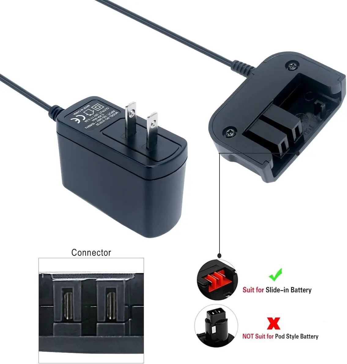 Replacement Charger for Black&Decker 18V NiMh Battery Power Tools 9.6V-18V NiMh Battery Hpb18-Ope FSB14 FS12B HPB18 HPB96 FSB96