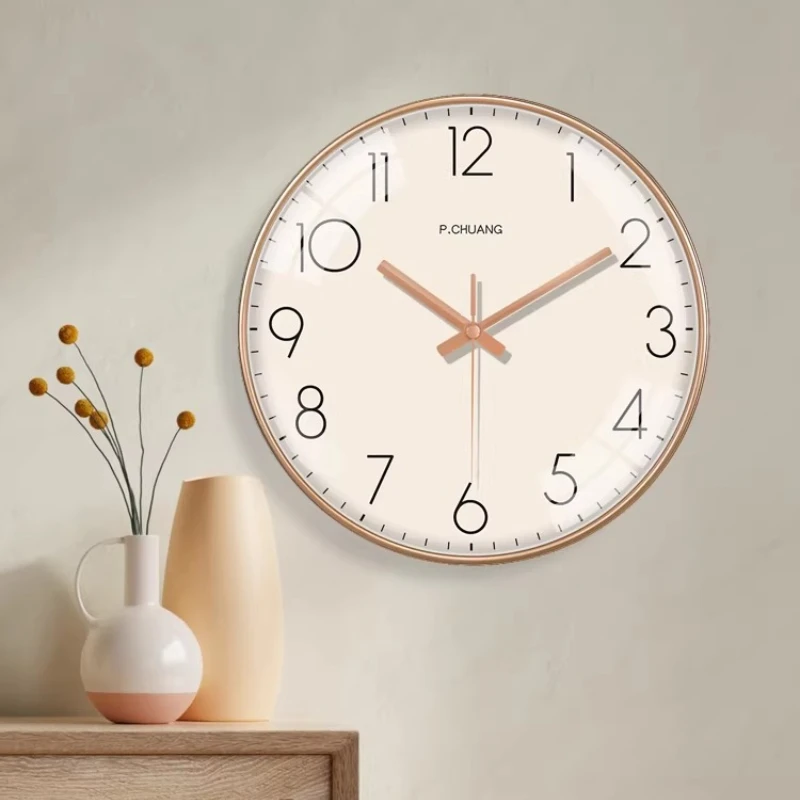Noiseless Mid Century Wall Clock Clockwork Office Round Wall Clock Electronic Bedside Wooden Reloj Cocina Pared Room Decoration