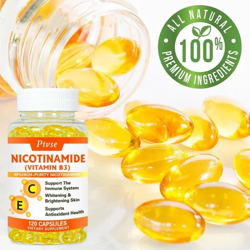 Ptvse Niacinamide Cápsulas, Contém Vitamina B3, Antioxidante Ilumina a Cor da Pele, Proporciona Nutrição à Pele