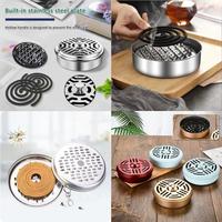 Portable Stainless Steel Round Rack Plate Modern Spiral Cover Mosquito Coil Holder Tray Incense Insect Repellen Candle Holder