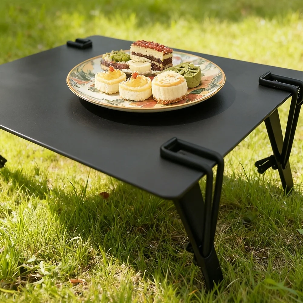 Lightweight Foldable Aluminum Table with Elastic Rope for Camping Hiking Picnic Outdoor Use Portable Design for Easy Transport