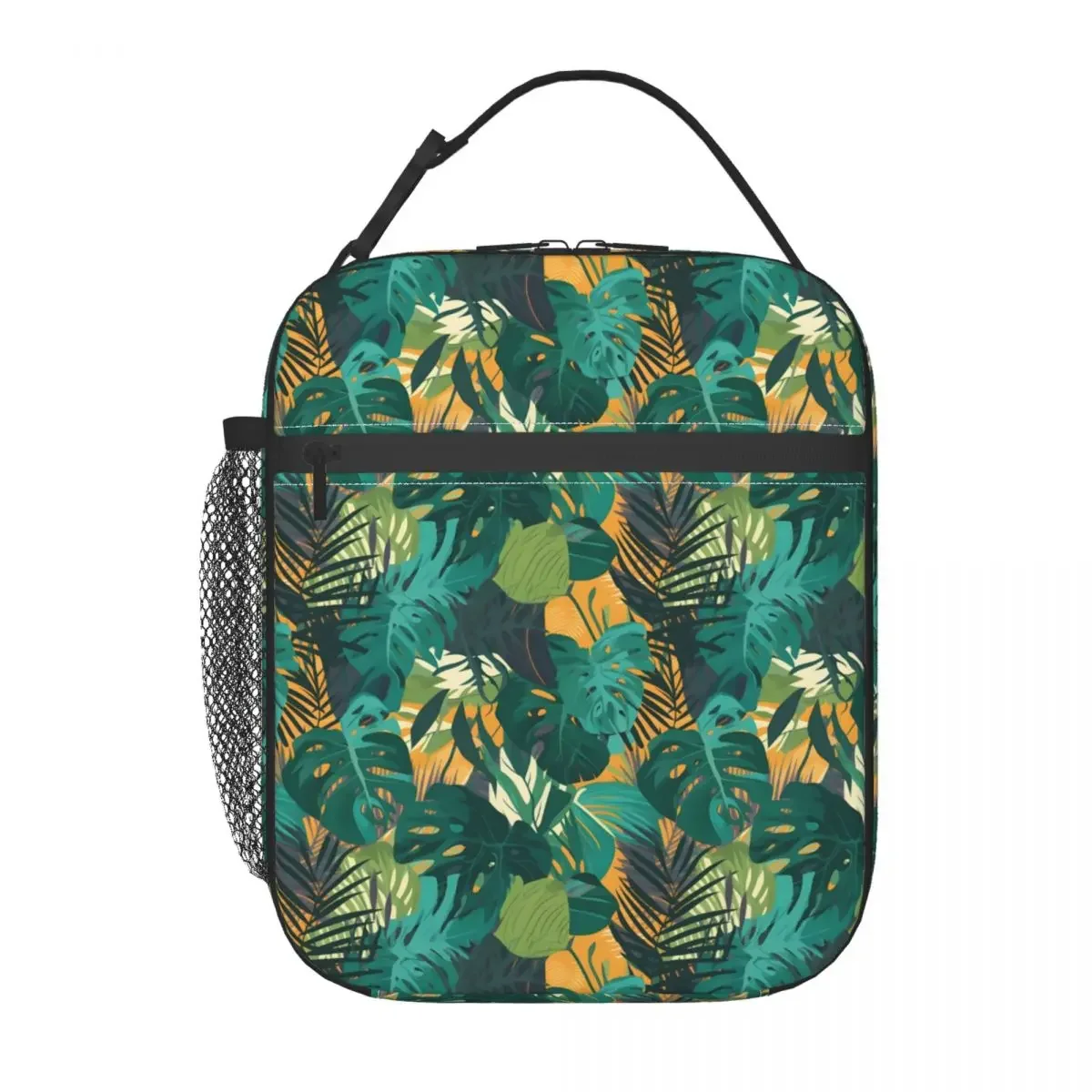 Tropical Leaf Insulated Lunch Bag For Student Palm Lunch Box School Portable Zipper Tote Food Bags Oxford Designer Cooler Bag