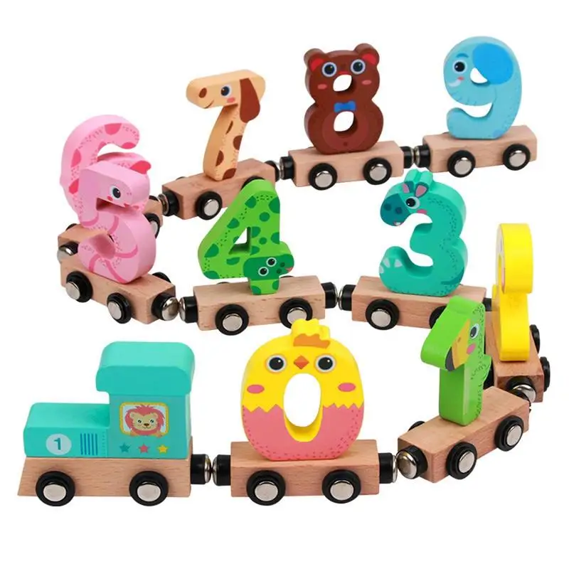 

Magnetic Wooden Number Shape Train Set STEM Early Learning Educational Puzzle Toy Creative Childhood Toy Christmas Gift For Kids