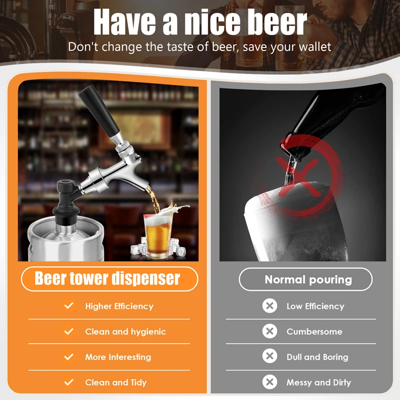 Beer Faucet Ball Lock Kit, Homebrew Draft Beer Tap Cornelius & Corny Keg Liquid Ball Lock Picnic Party Beer Tower Set