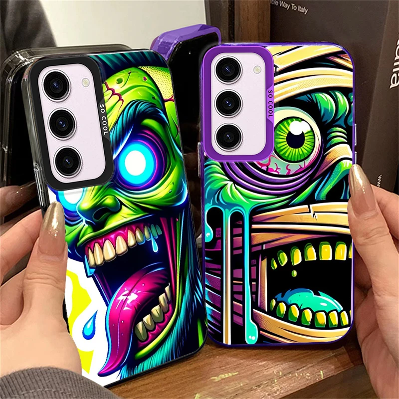 Cartoon Zombie Cool For Samsung Galaxy S24 S23 S22 S21 S20 FE Ultra Plus Lite 5G Fashion Colorful Silver Phone Case