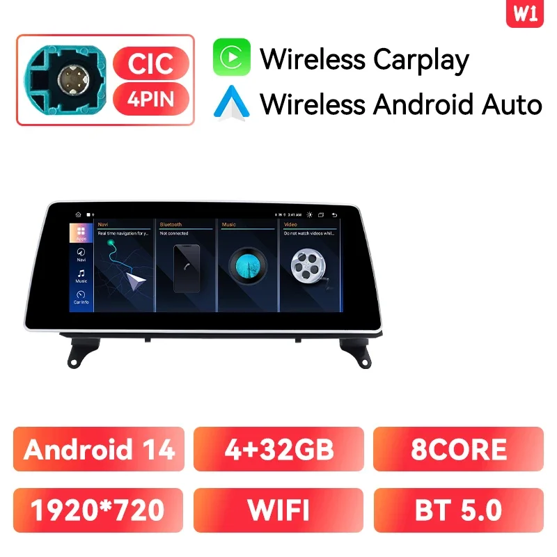 8 Core Draadloze Carplay Autoradio Speler Android 14 Voor BMW X5 E70 X6 E71 2007-2014 CCC CIC Systeem 1920*720 IPS GPS BT Navigatie
