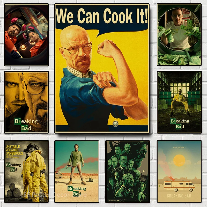 Buy Three Get Four Hot TV Breaking Bad Poster Aesthetic Prints Vintage Home Room Art Wall Decor Picture Walter Retro Painting