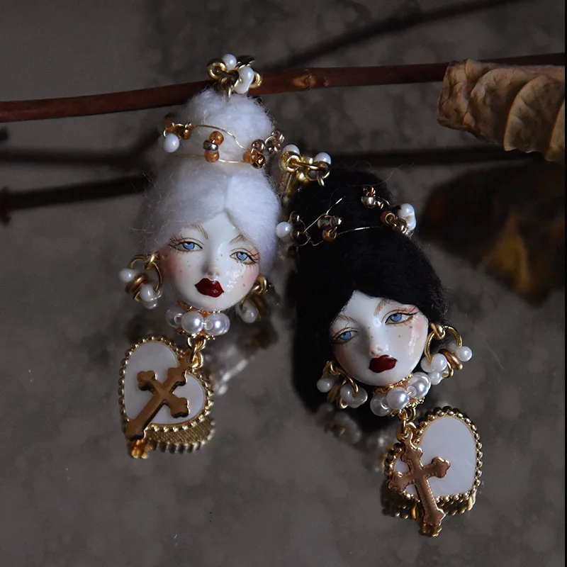 ZHUHE Baroque Doll Earrings Neo-Gothic Style For Women Jewelry Accessories Party Gifts