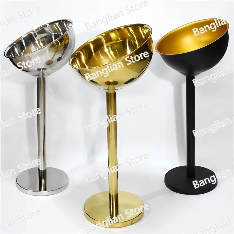 12L Large 304 Stainless Steel Champagne Bowl with Floor Cooling Ice Bucket Bar