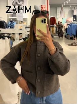 Elegant Knit Solid Women Cardigan O Neck Full Sleeve Single Breasted All-match Pocket Lady Jacket 2026 Spring Female Knitwear 2 Elegant Knit Solid Women Cardigan O Neck Full Sleeve Single Breasted All-match Pocket Lady Jacket 2026 Spring Female Knitwear 2