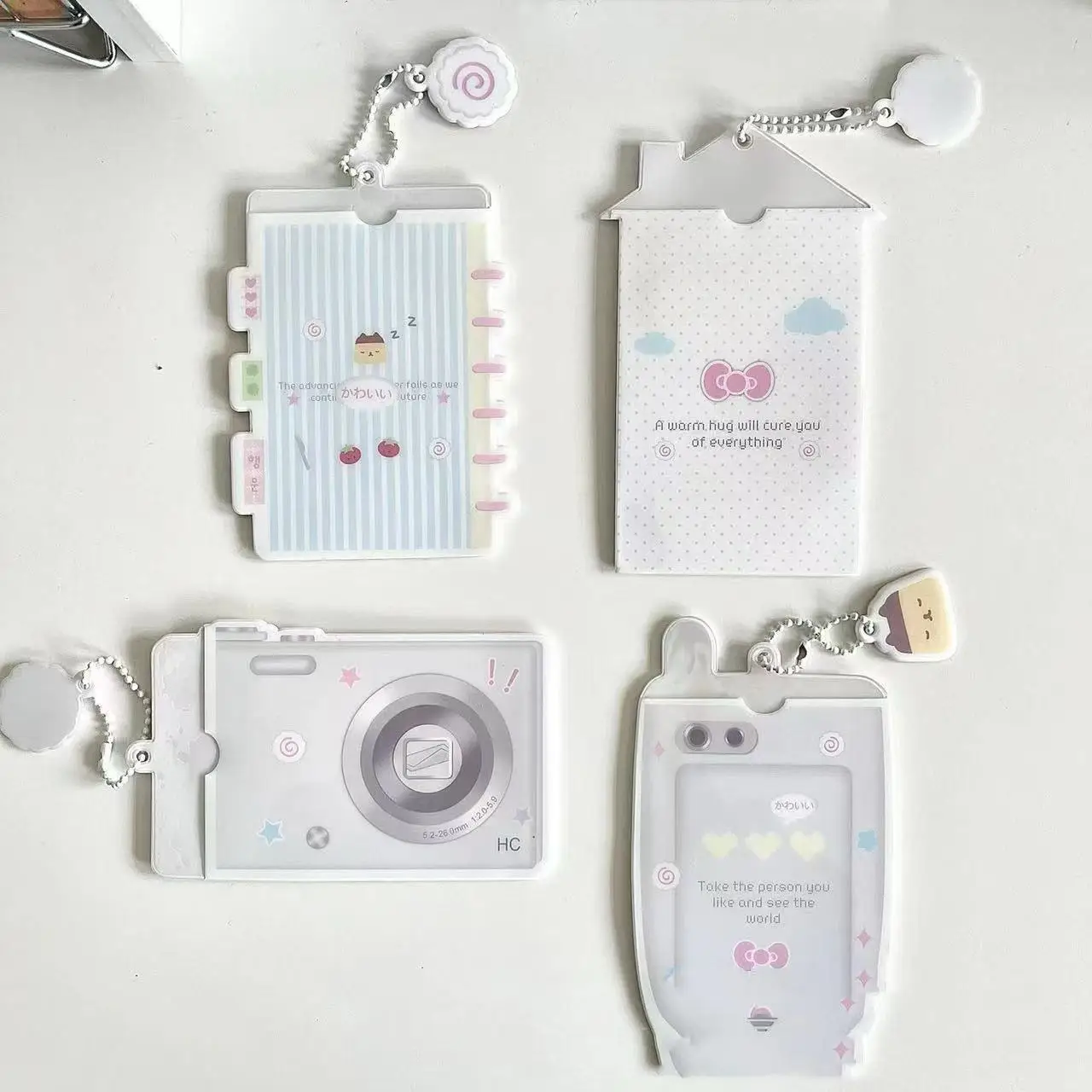 1Pc Korean INS Cute Mobile Phone Camera House Shaped PVC Card Holder Kpop 3-inch Photocard Display Pendant for Backpack Keychain