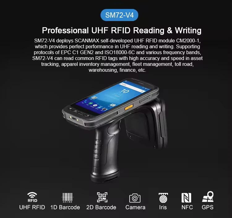 SM72 المحمولة أندرويد 11 قارئ علامات RFID الكاتب الماسح الضوئي RFID لإدارة الأصول طويلة المدى Uhf Rfid قارئ محمول #3