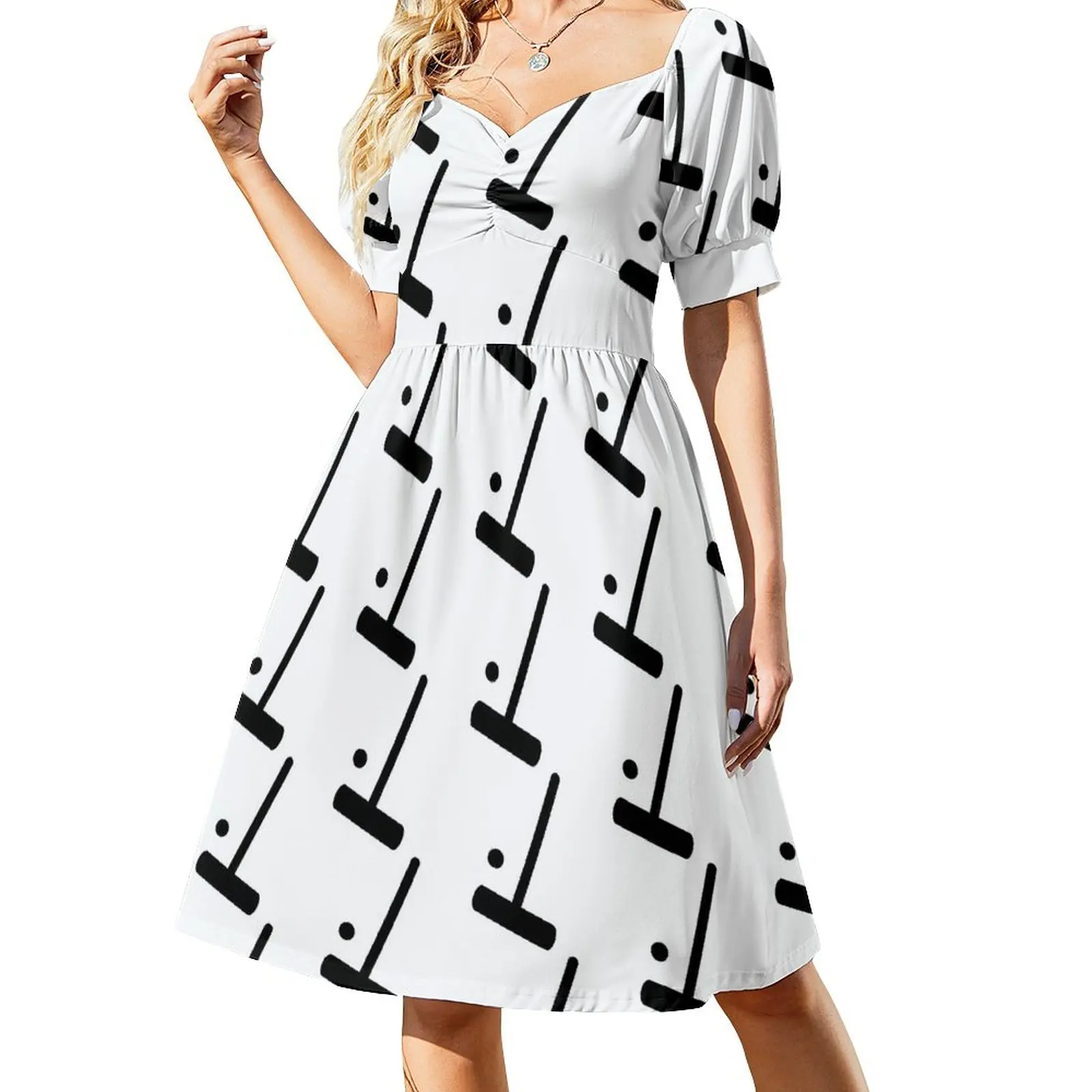 

Silhouetted Croquet Mallet and Ball Patterned Dress Women's clothing women's summer clothing 2023