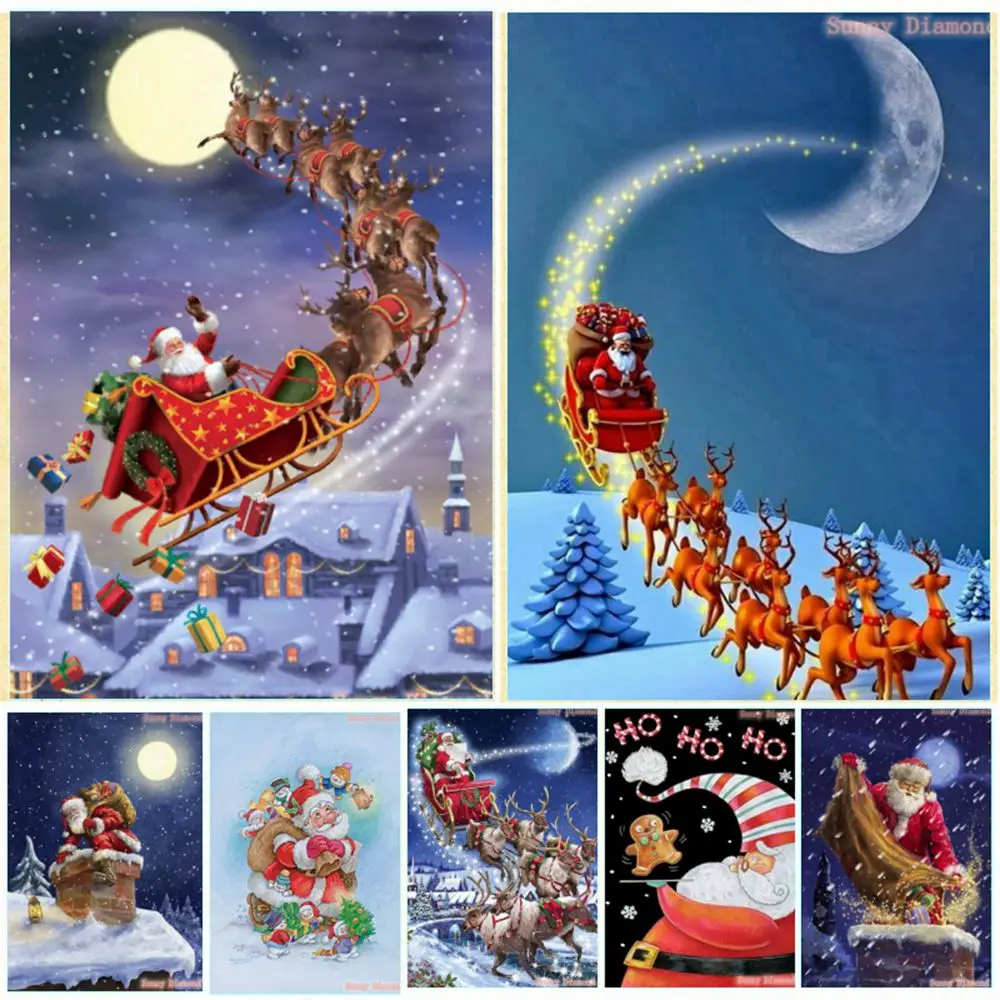

Cartoon Christmas Santa Clause Diamond Painting Gnomes Snow Cookies 5D Diy Cross Stitch Kits Pictures Wall Art Drill Home Decor