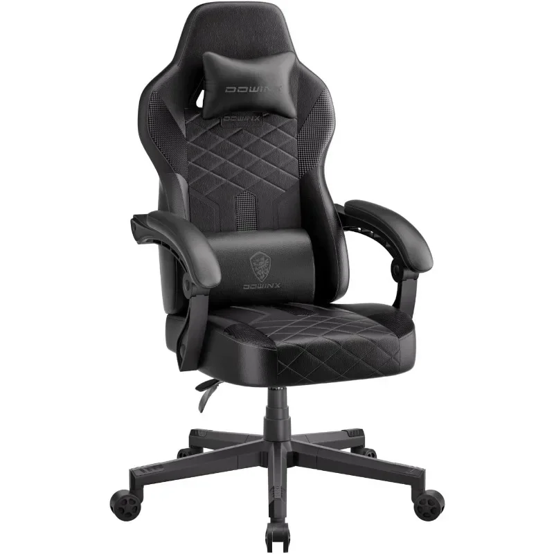 

Dowinx Gaming Chair with Pocket Spring Cushion, Ergonomic Computer Chair High Back, Reclining Game Chair Pu Leather 350LBS Black