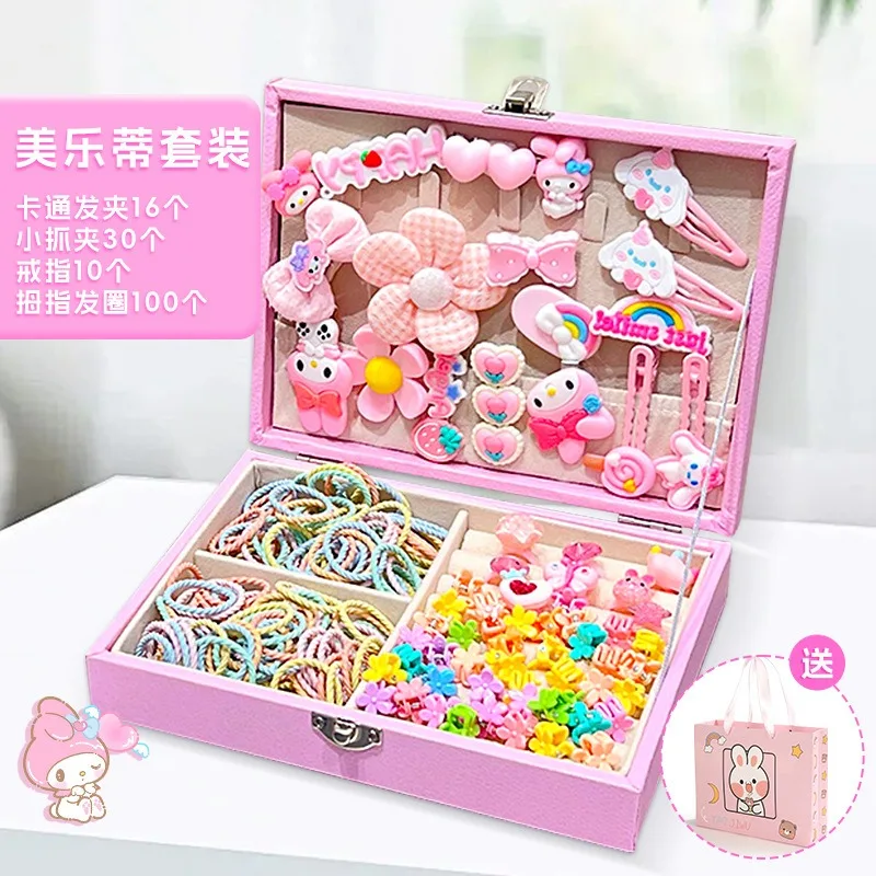 2025 japonais Sanrio nouveau dessin animé cannelle pince à cheveux bijoux boîte-cadeau Kawaii Kuromi mélodie cadeau de Festival pour enfants