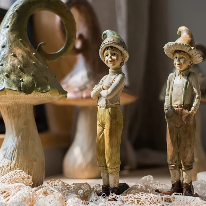 

Forest Elf Mushroom Boy Resin Decoration Fairy Garden Miniature Figurines Craft Home Decoration Accessories for Living Room