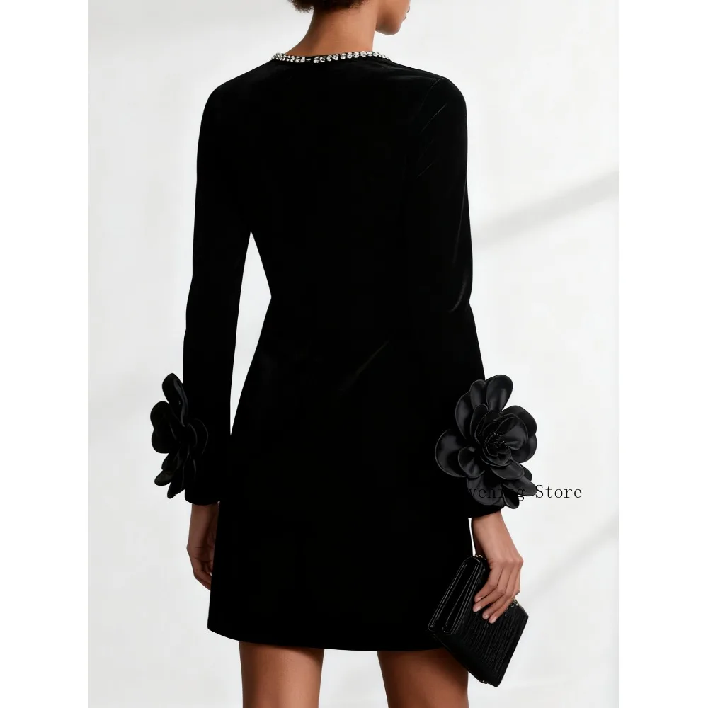 Customized 3D Floral Mother of Birde Dresses 2026 for Women Wedding Rhinestone Evening Dress Velvet Formal Prom Party Gowns